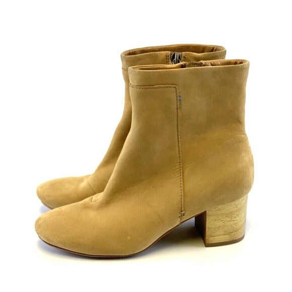 BOGO Toms Evie Honey Tan Nubuck Stack Heel Ankle Boot Side Zip 10012284 Women 7 - Picture 2 of 15